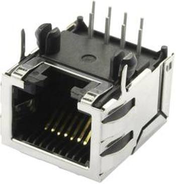 RJ45 konektor BEL Stewart Connectors SS70100-011F - zásuvka, vestavná horizontální RJ45 počet pólů: 10P8C, poniklovaná, kov, 1 ks