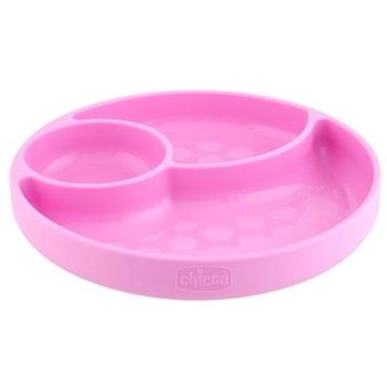 Chicco silikonový talíř růžová 12 m+ (8058664127511)
