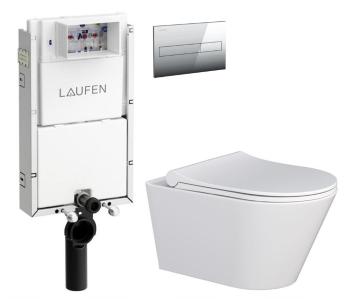 LAUFEN Podomít. systém LIS TW1 SET s chromovým tlačítkem + WC MYJOYS MY1 + SEDÁTKO H8946630000001CR MY1