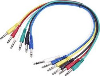 Sada barevných patchkabelů stereo jack 6,3 mm / stereo jack 6,3 mm, 0,6 m