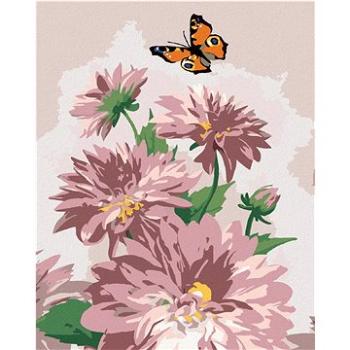 Malování podle čísel - Motýl a růžové jiřiny (Howard Robinson) (HRAbz33448nad)