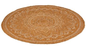 Jutový koberec oranžová Mandala - Ø 120 cm 3110