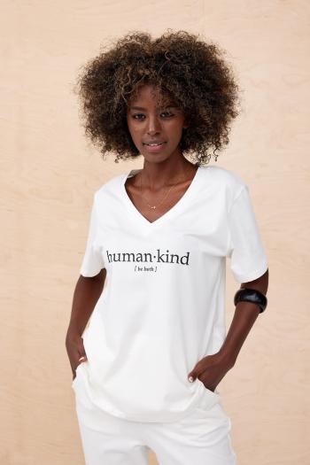 Smetanové tričko s potiskem Human Kind BS