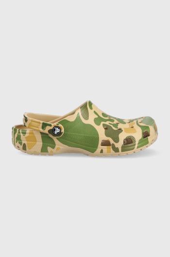Pantofle Crocs Classic Printed Camo Clog pánské, zelená barva