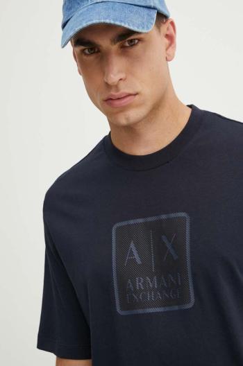 Bavlněné tričko Armani Exchange tmavomodrá barva, s potiskem, 6DZTHB ZJ9JZ