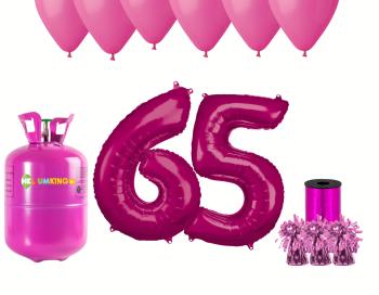 HeliumKing Helium párty set na 65. narozeniny s růžovými balónky
