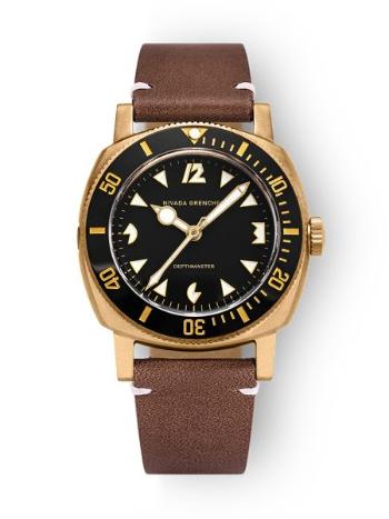 Nivada Grenchen Depthmaster Bronze - Brown Leather White Stitching