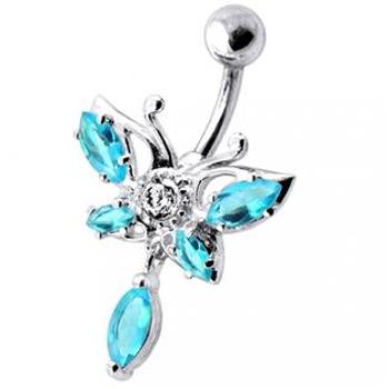 Šperky4U Stříbrný piercing do pupíku - motýl - BP01242-Q