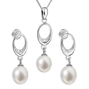 Evolution Group Souprava stříbrných šperků s pravými perlami Pavona 29040.1 (náušnice, řetízek, přívěsek)