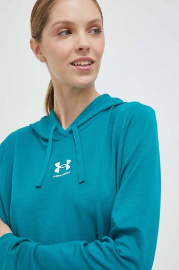 Mikina Under Armour dámská, zelená barva, s kapucí, hladká