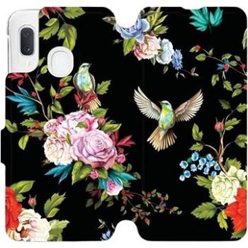 Flipové pouzdro na mobil Samsung Galaxy A20e - VD09S Ptáčci a květy (5903226907922)
