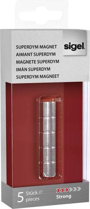 Sigel SuperDym C5 Strong Zylinder-Design, GL700 magnet, (Ø x v) 10 mm x 10 mm, cylindr , stříbrná, 5 ks