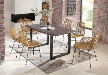 Jídelní stůl TABLES & BENCHES DARK CURVE-RECTANGLE – 140 × 80 × 77 cm