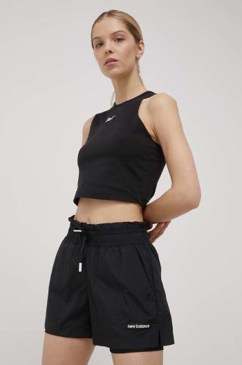 Tréninkové šortky New Balance WS21118BK dámské, černá barva, hladké, high waist