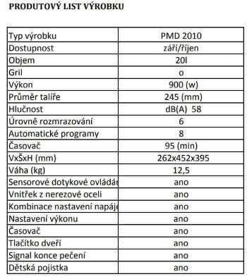 Philco Mikrovlnná trouba PMD 2010 S