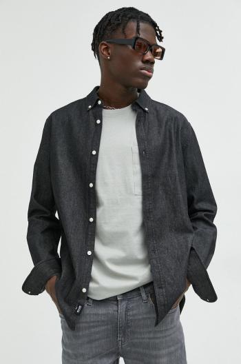 Džínová košile Only & Sons pánská, šedá barva, regular, s límečkem button-down