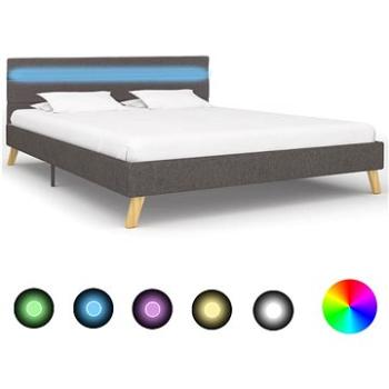 Rám postele s LED světlem světle šedý textil 120x200 cm (284848)