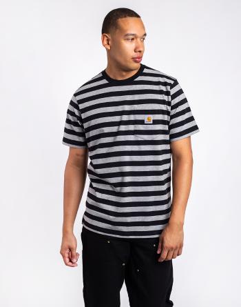 Tričko Carhartt WIP S/S Merrick Pocket T-Shirt Merrick Stripe, Black / Grey Heather