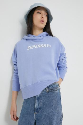 Bavlněná mikina Superdry dámská, fialová barva, s potiskem