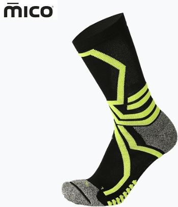 Mico Medium Weight X-Performance X-Country Ski Crew Socks - nero/giallo fluo 47-49