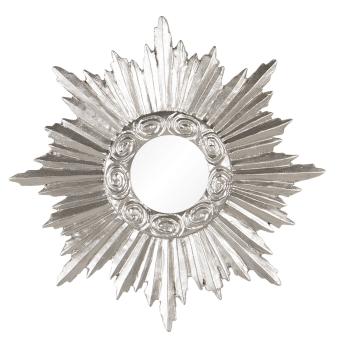 Stříbrné zrcadlo Sun s paprsky a zdobením po obvodu - 19*2*19 cm 62S219