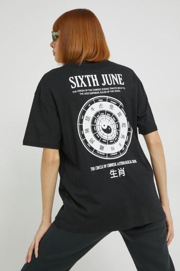Bavlněné tričko Sixth June černá barva