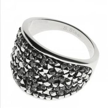 AKTUAL, s.r.o. Ocelový prsten s krystaly Crystals from Swarovski®, LIGHT CHROME - velikost 63 - LV1001-CHR-63