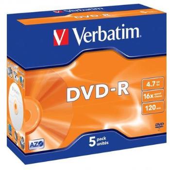 Verbatim DVD-R 4,7GB 16x, AZO, jewel, 5ks (43519), 43519