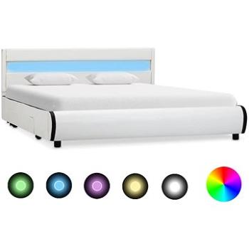 Rám postele s LED světlem bílý umělá kůže 160x200 cm (284970)