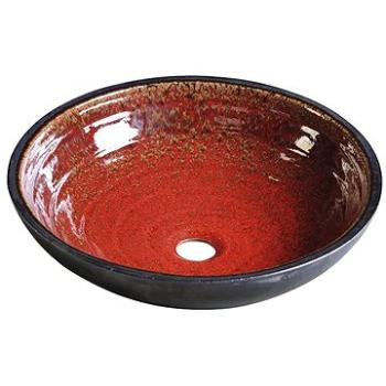 SAPHO ATTILA keramické umyvadlo, průměr 42,5 cm, tomatová červeň/petrolejová                         (DK007)