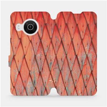 Flip pouzdro na mobil Nokia X10 - MK01S Oranžový vzor dřeva (5903516743155)