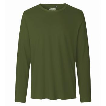Neutral Pánské tričko s dlouhým rukávem z organické Fairtrade bavlny - Military | XL