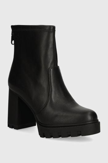 Nízké kozačky Calvin Klein Jeans HEEL PLATFORM ZIP BOOT MG NAPPA dámské, černá barva, na podpatku, YW0YW01546