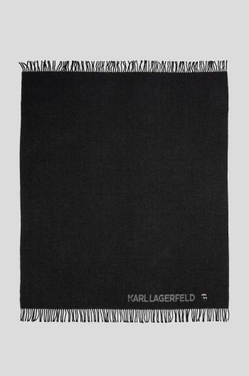 Šátek se směsí kašmíru Karl Lagerfeld černá barva, melanžový