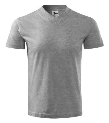 MALFINI Tričko V-neck - Tmavě šedý melír | L