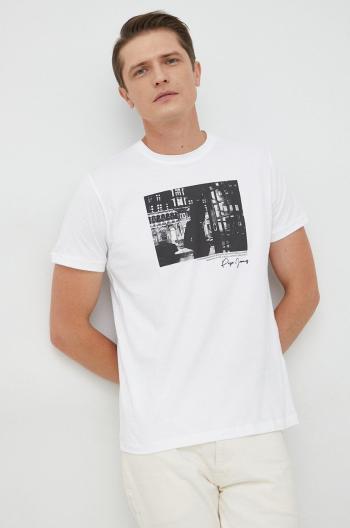 Bavlněné tričko Pepe Jeans Teaghan bílá barva, s potiskem