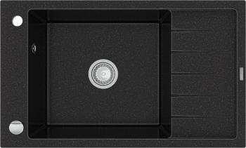 MEXEN Elias granitový dřez 1 mísa dřez s vypouštěním krátký Board 795x480 mm, černá / kovové stříbro 6511791005-73