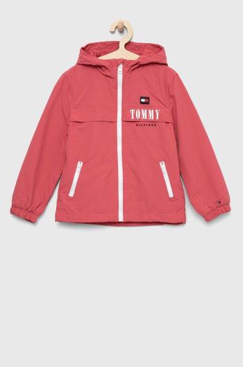 Dětská bunda Tommy Hilfiger růžová barva