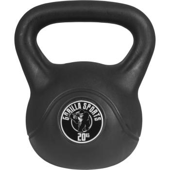 Gorilla Sports Kettlebell činka, plast, černá, 20 kg