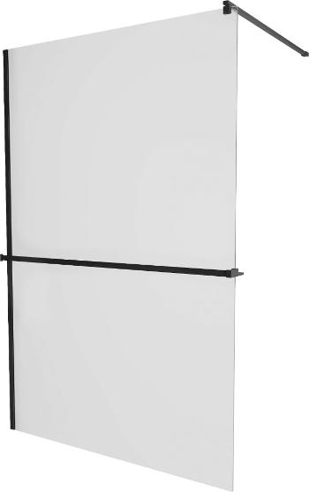 MEXEN/S KIOTO Sprchová zástěna WALK-IN s poličkou a držákem ručníků 100 x 200 cm, matné sklo 8 mm, černá 800-100-121-70-30