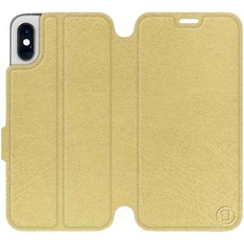 Flipové pouzdro na mobil Apple iPhone XS v provedení  Gold&Orange s oranžovým vnitřkem (5903226468164)