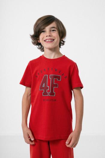 Dětské bavlněné tričko 4F červená barva, s potiskem