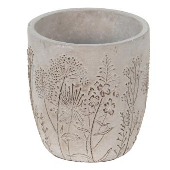 Šedý cementový obal na květináč s lučními květy Wildflowers - Ø13*14cm 6TE0404S