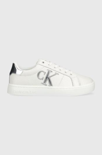 Kožené sneakers boty Calvin Klein Jeans Classic Cupsole Laceup Low bílá barva