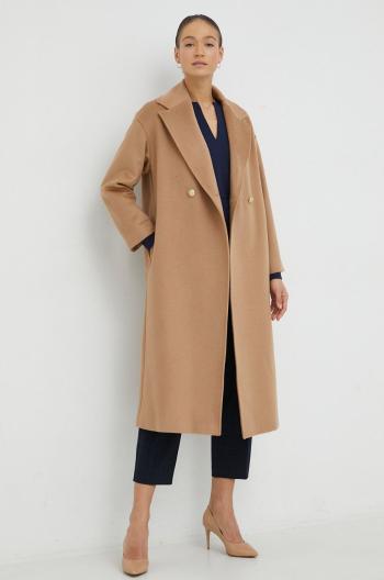 Vlněný kabát Pennyblack hnědá barva, přechodný, dvouřadový