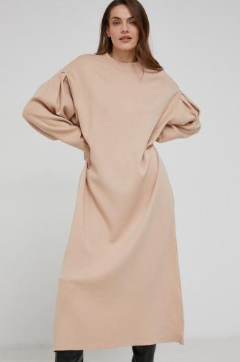 Šaty Answear Lab béžová barva, midi, oversize