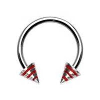 Šperky4U Piercing - podkova - červené proužky - PV01009