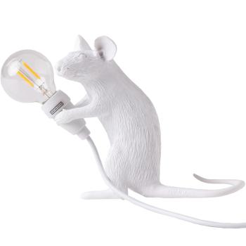 Stolní USB lampa MOUSE SITTING Seletti 12,5 cm bílá