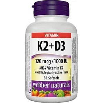 Webber Naturals K2 + D3 120 mcg/1000 IU 30 cps