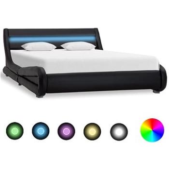 Rám postele s LED světlem černý umělá kůže 160x200 cm (285730)